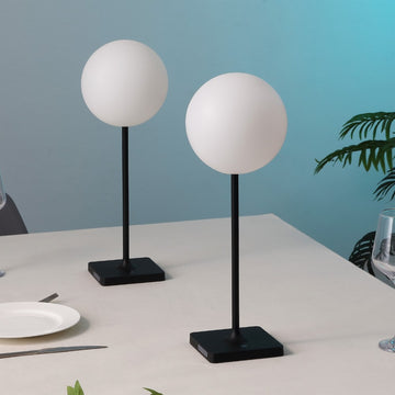Allie 17.5" Modern Minimalist Indoor/Outdoor Metal Globe Rechargeable/Cordless Dimmable Integrated LED Table Lamp with Touch Sensor